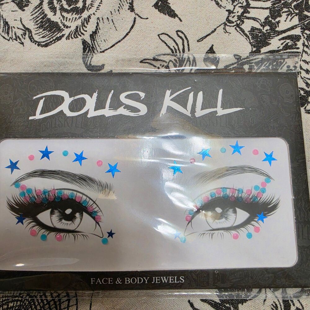 Dolls Kill Bundle Choker Face Gems Laces and Face Mask - Picture 8 of 10